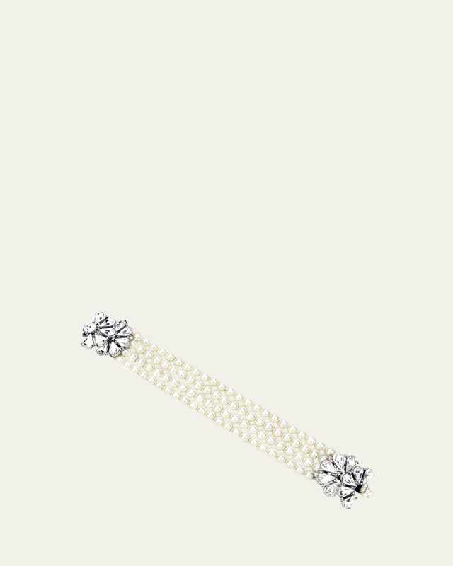Four-Row Pearly Beaded Fan-Motif Bracelet